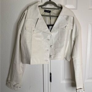 PrettyLittleThing White Croc Oversized Jacket
